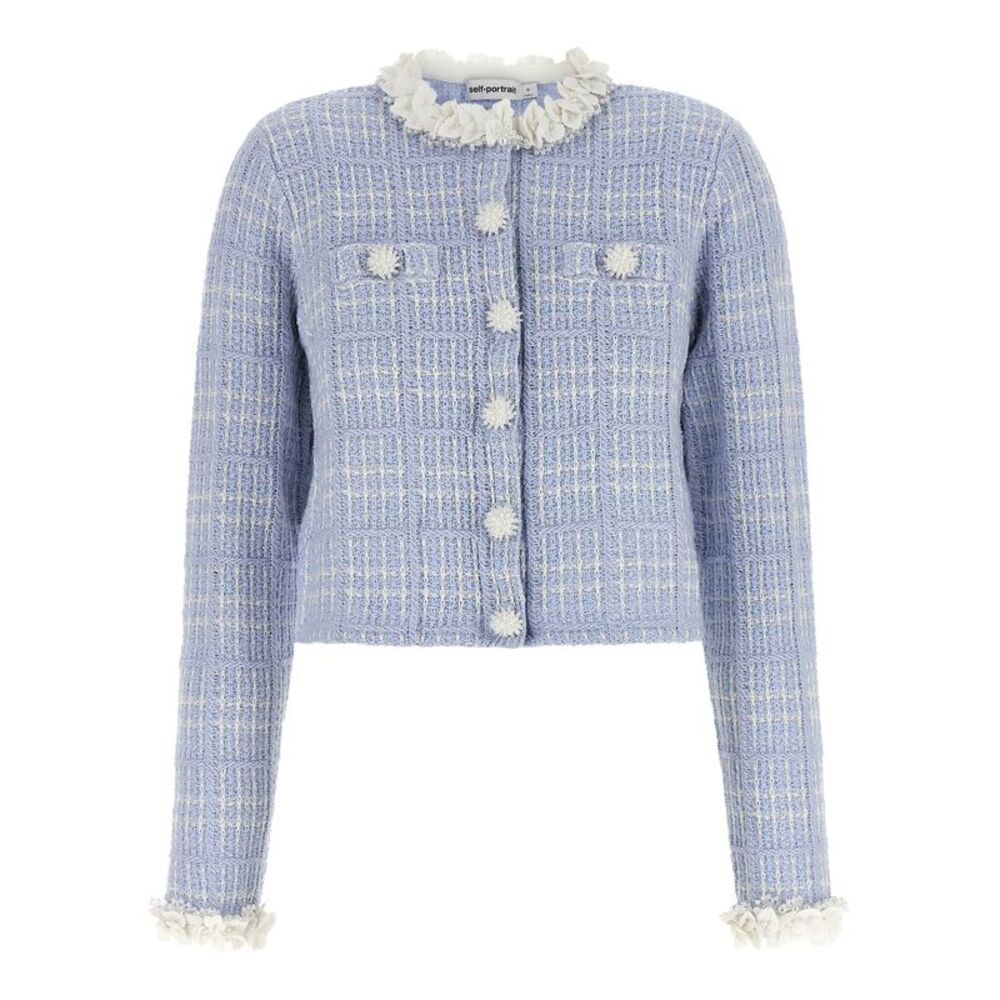 Self-Portrait Blue Cotton Full-Length Women's Jacket